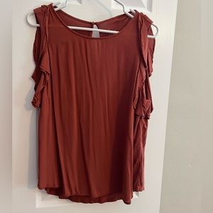 Women’s orange ruffle sleeve short sleeve top